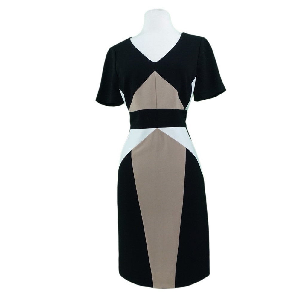 Per Se Career Black and Tan Dress